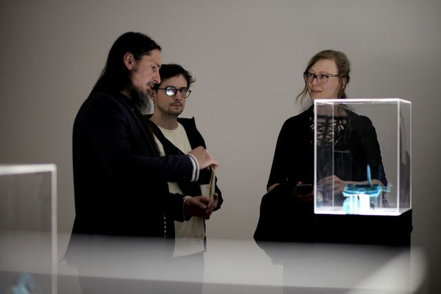 Public interaction during the opening of the exhibition at Goethe-Institut in Bucharest, November 2024. Photo Andreea Săsăran